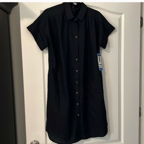 Well Worn Black Short Sleeve Linen Dress - Picture 4 of 7